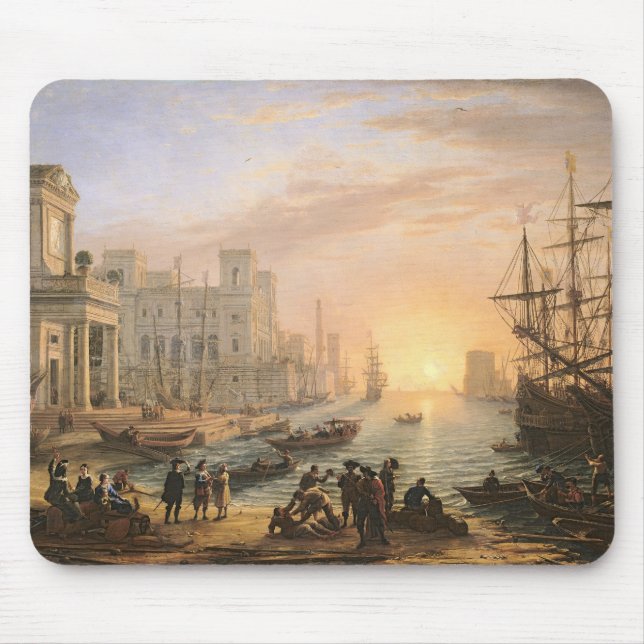 Tapis De Souris Port maritime au coucher du soleil, 1639 (Devant)