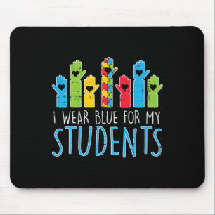 Tapis De Souris Porter le bleu pour mes étudiants Sensibilisation 