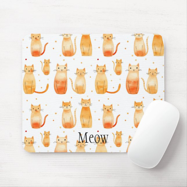 Tapis De Souris Portes et chats orange mignons (Avec souris)