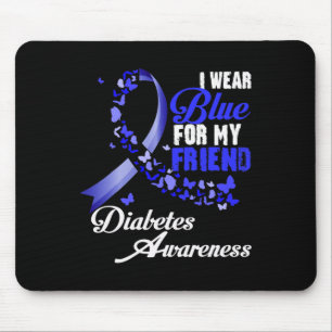Tapis De Souris Portez du bleu pour mon ami T1d sensibilisation au