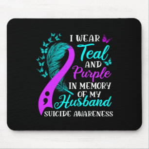 Tapis De Souris Portez Le Violet Turquoise En Mémoire De Mon Mari