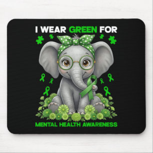 Tapis De Souris Portez Vert Pour L'éléphant De La Sensibilisation