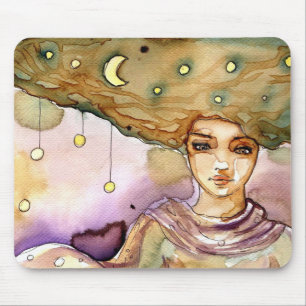 Tapis De Souris Portrait abstrait et jolie femme