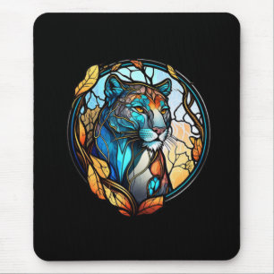 Tapis De Souris Portrait animal léopard Verre tendu Art de la faun