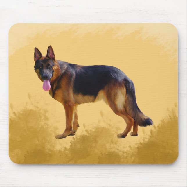 Tapis De Souris Portrait d'aquarelle de chien berger allemand (Devant)