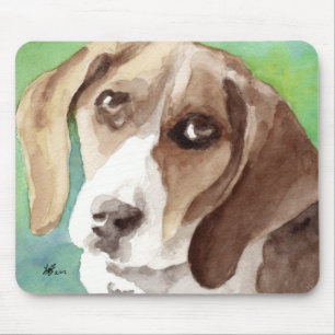 Tapis De Souris Portrait de Beagle à l'aquarelle