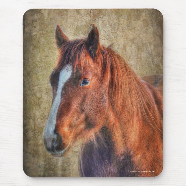 Tapis De Souris Portrait de cheval d'oseille sur le Grunge-effet (Devant)