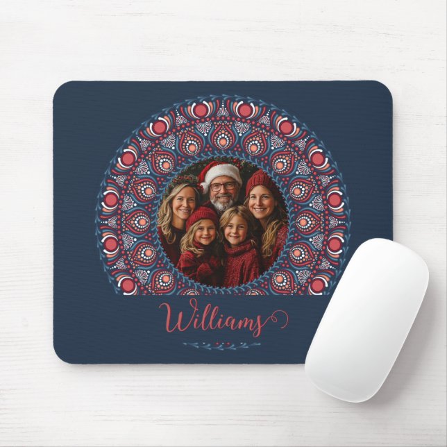 Tapis De Souris Portrait de famille personnalisé Russet Christmas  (Avec souris)