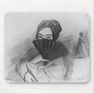 Tapis De Souris Portrait de George Sand derrière sa fan