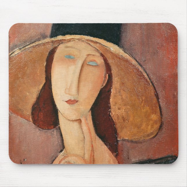 Tapis De Souris Portrait de Jeanne Hebuterne dans un grand (Devant)