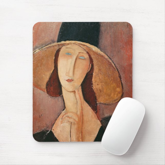 Tapis De Souris Portrait de Jeanne Hebuterne dans un grand casquet (Avec souris)