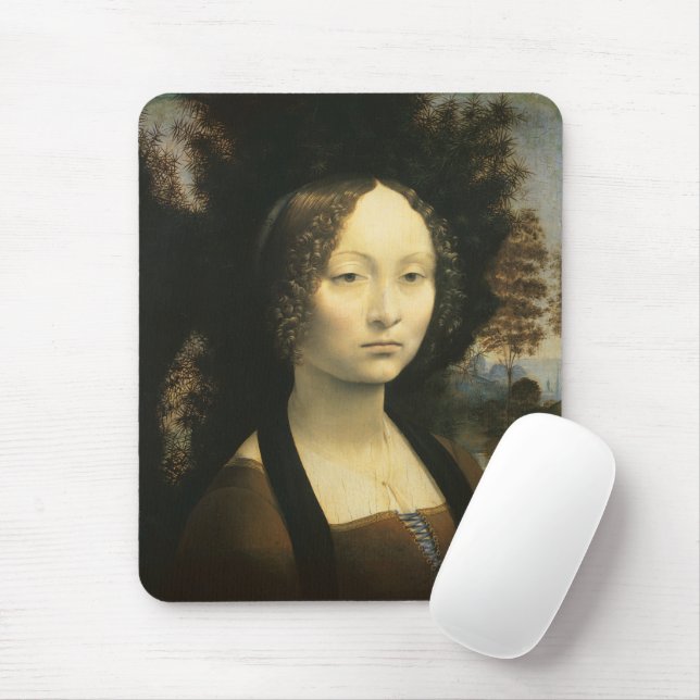 Tapis De Souris Portrait de Léonard de Vinci de Ginevra Benci (Avec souris)