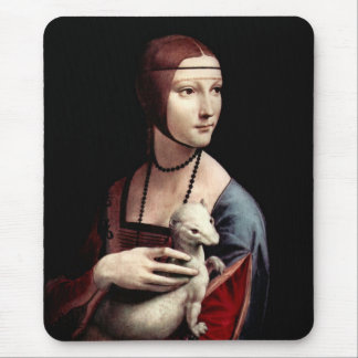 Tapis De Souris Portrait de Madame avec la hermine (un furet)