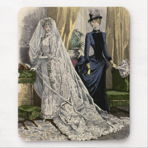 Tapis De Souris Portrait de mariage de mariée vintage, mariée vict