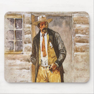 Tapis De Souris Portrait de shérif par Seltzer, Cowboy de l'Ouest 