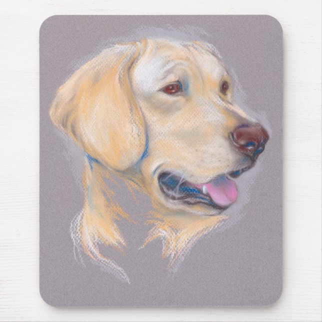 Tapis De Souris Portrait de trieur du Labrador jaune (Devant)