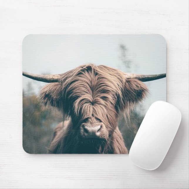 Tapis De Souris Portrait de vache Highland (Avec souris)