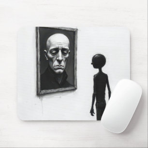 Tapis De Souris Portrait d'un homme chauve regardé par un bonhomme