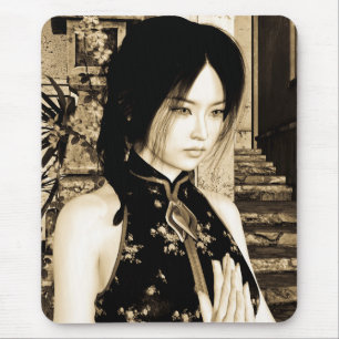 Tapis De Souris Portrait d'une femme asiatique vintage