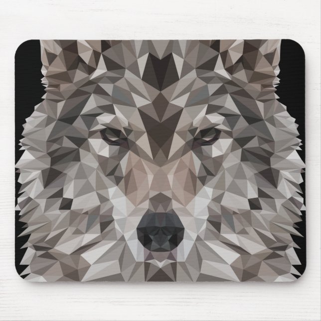Tapis De Souris Portrait géométrique du loup gris (Devant)