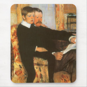 Tapis De Souris Portrait vintage de père et fils par Mary Cassatt