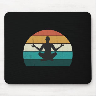 Tapis De Souris Pose de yoga rétro Vintage Méditation du corps Wor