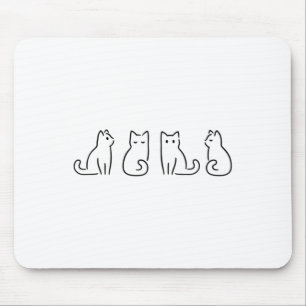 Tapis De Souris Poses de chat Art minimaliste Amoureux des chats