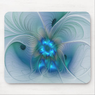 Tapis De Souris Position, Abstrait bleu turquoise fractal