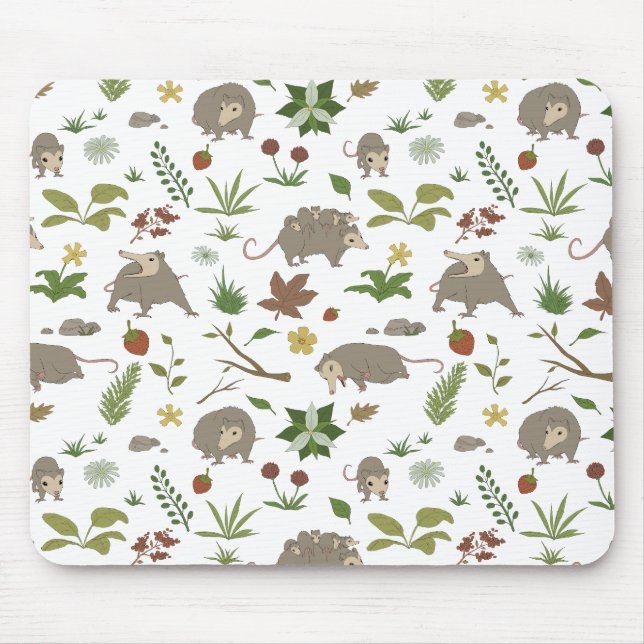 Tapis De Souris Possum dans un champ de Berry en blanc (Devant)