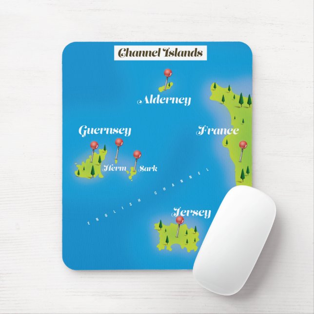 Tapis De Souris Poster de Channel Islands Map. (Avec souris)