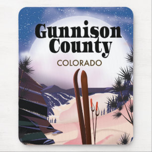 Tapis De Souris Poster de voyage Gunnison County Ski.