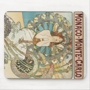 Tapis De Souris Poster Mont-Carlo vintage par Alphonse Mucha