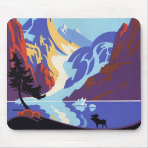 Tapis De Souris Poster Vintage voyage, Atlin et Yukon, Alaska