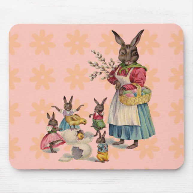 Tapis De Souris Poubelles de Pâques Poubelles lapins Oeufs (Devant)