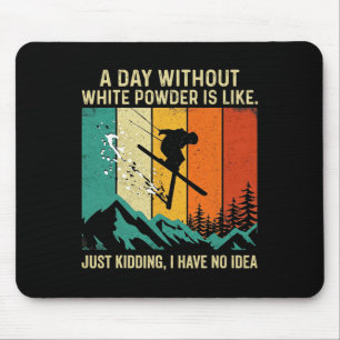 Tapis De Souris Poudre Blanche Ski Rétro Snowboard Skiing Snowboar