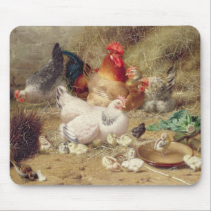 Tapis De Souris Poules roosting avec leurs poulets