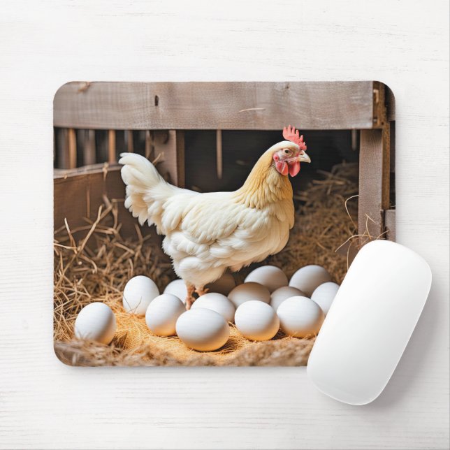 Tapis De Souris Poulet Aux Oeufs Blancs (Avec souris)