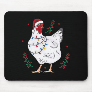 Tapis De Souris Poulet de lumières de Noël Santa drôle de sapin de