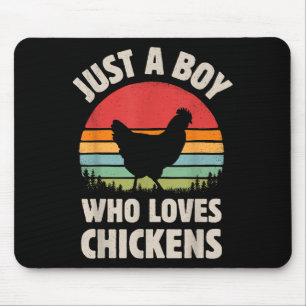 Tapis De Souris Poulet Juste Un Garçon Qui Aime Rétro Animal De Fe