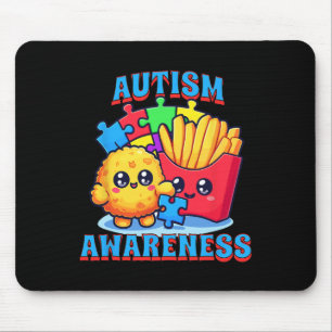 Tapis De Souris Poulet Nugget Et Sensibilisation sur l'autisme Fri