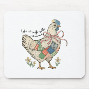 Tapis De Souris Poulet Sauvage à Nœud La Vie Est Meilleure Avec Du