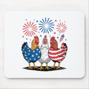 Tapis De Souris Poulets Patriotes Drôles Drapeau Usa 4 Juillet Chi