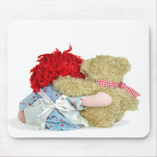 Tapis De Souris poupée de chiffon et ours en peluche