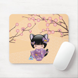 Tapis De Souris Poupée de Neko Kokeshi - fille de geisha