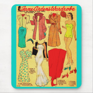 Tapis De Souris Poupée en papier des années 1930 Jane Arden, rob