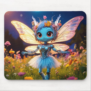 Tapis De Souris Poupée robot danseuse de ballet dans les fleurs sa