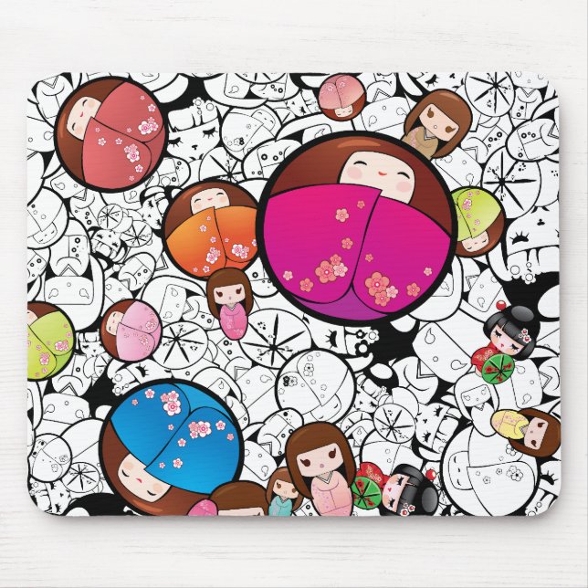 Tapis De Souris Poupées de Kokeshi de Japonais - Mousepad (Devant)