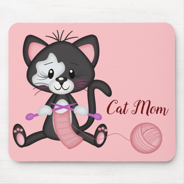 Tapis de souris pour maman de chat et tricoteuse (Devant)