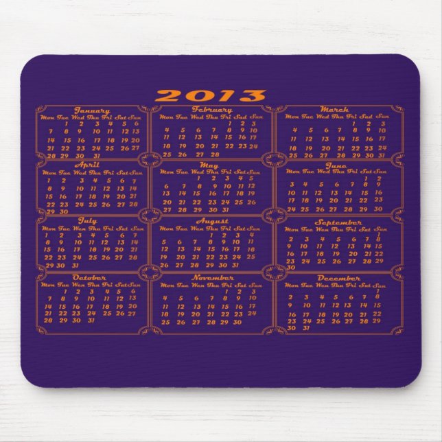 Tapis De Souris Pourpre du calendrier 2013 (Devant)