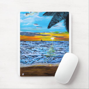 Tapis De Souris Poursuite du coucher de soleil Peinture d'Alfred F